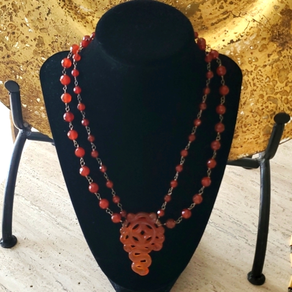 Hand carved Carnelian necklace